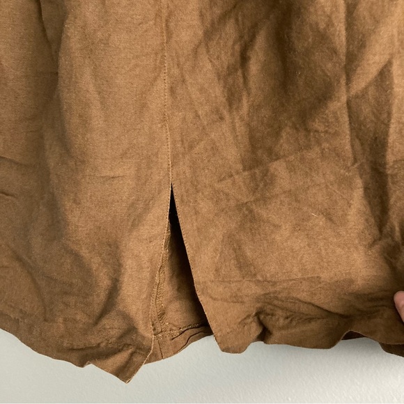 Lush brown linen rayon skirt front slit pockets size small - Picture 3 of 5